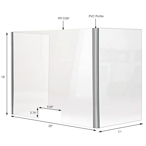 M&T Displays Foldable Sneeze Guard with Slot Cough Barrier Protective Shield Portable Student Desk Divider Screen Clear Table Panel for School 22x18x11 Inch