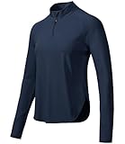 [Gopune] レディース ハーフジップ スポーツ 長袖シャツ ゴルフウェア 吸汗速乾 登山服 uvカット テニスウェア トレッキングシャツ カットソー 指穴付き 春秋用（ネイビー L）
