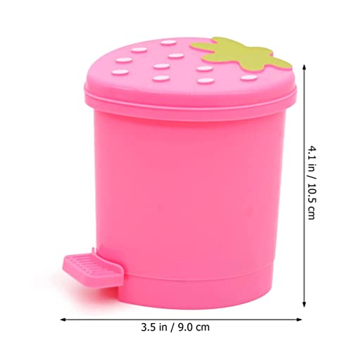 Bote de basura mini con tapa para escritorio color rosa miniatura 2