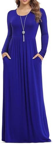 Image of VIISHOW Women's Long Sleeve Loose Plain Maxi Dresses Casual Long Dresses with Pockets