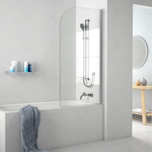 Mundilite - Mampara de bañera abatible Vidrio 6 mm Perfil Aluminio 80x150 cm