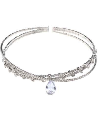 UYRVAPE Couronne Bandeau Cheveux Strass Bandeau de Mariage Strass Cristal Diadème Argent, Accessoires Cheveux Mariage, Cristal de Mariée Diadème Feuille...