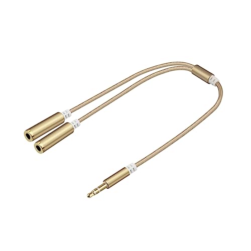SWOOMEY 3.5mm ステレオ オーディオ スプリッター ヘッドホン キット トーン USB CからAuxへ 補助 スプリッタ延長ケーブル ヘッドフォンスプリッタージャック Golden
