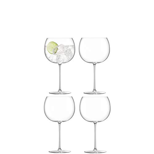 LSA Borough Balloon Glass Set in Clear for Gin, Tonic and Rosé - Drinking Glasses with Generous Bowl and Narrow Stem - 23 oz Drinkware - Pack of 4