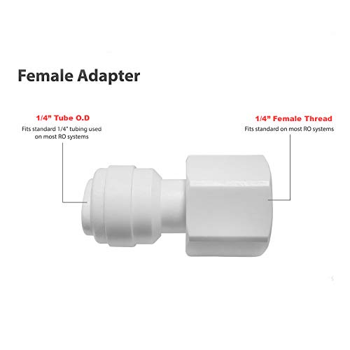 Puresec Plastic Reusable Push To Connect Fitting Female Threaded Tube Fittings Adapter 1/4 Inch Female X 1/4 Inch Tube Od For Rodi System thumb #1