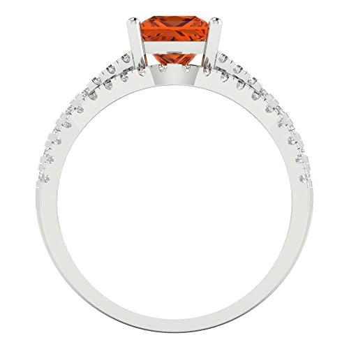 Clara Pucci 3.36 ct Princess Cut Created Ruby 14k White Gold Solitaire with Accents Wedding Bridal Engagement Promise Ring Band Set4