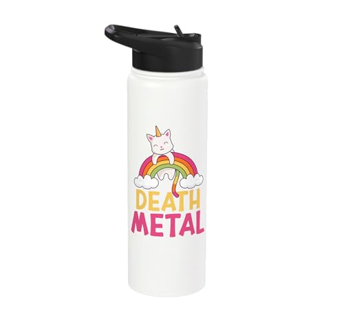 Funny Colorful Death Metal Rainbow Cat Unicorn Unicat Stainless Steel Insulated Water Bottle