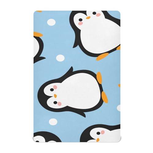 Moudou Christmas Penguin Playard Sheet for Boy Girls, Soft Breathable Fitted Toddler Sheet for Standard Playard Bed Mattress, 39 x 27 x 5 Inch