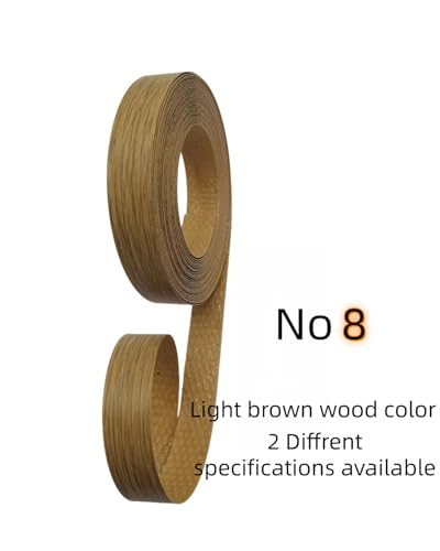 Image of HGKJHFmelamine Edging Tape. pre Coated with hot melt Adhesive Flexible Veneer Edge Edging, Used for Cabinet and Furniture Maintenance (No8-Light Brown Wood Color, 1.81cm*15m)