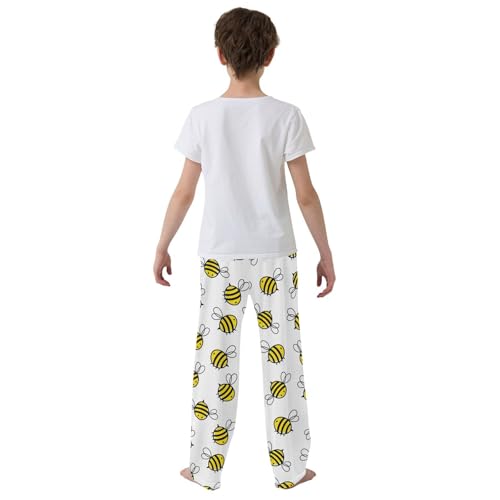 ZZXXB Cute Bee Boys Long Pants Soft Trousers Elastic Waist Kids Lounge Bottoms with Pockets S-XL3