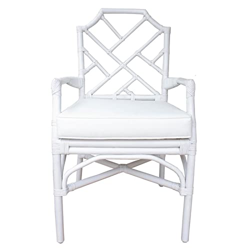 New Pacific Direct Kara Rattan Arm Dining Chairs, White #TOP1