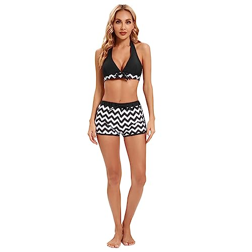 Bikini deux pièces halter à rayures avec culotte taille haute sculptante XL - 2