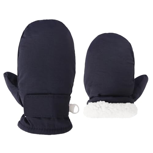 Fynnsure Toddler Mittens Baby Waterproof Snow Gloves Kids Mittens Ski Snow Gloves Cold Weather Mittens For Boys Girls Solid Navy 1-2 Years cover