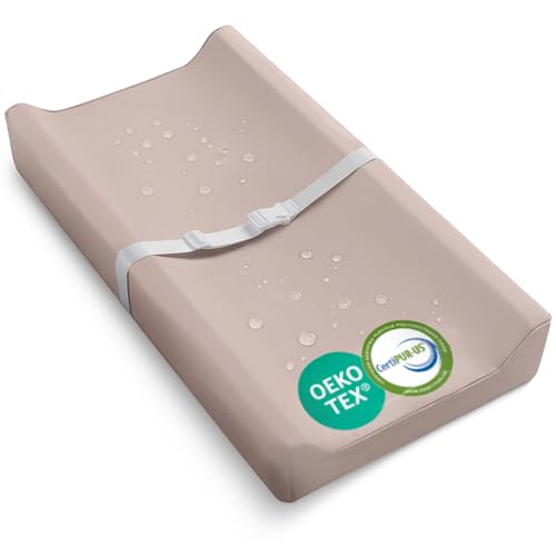 Waterproof Diaper Changing Pad by Sleepah – Vegan Leather – Wipeable Foam Changing Pad for Dresser or Table with Removable, Machine-Washable Cover...