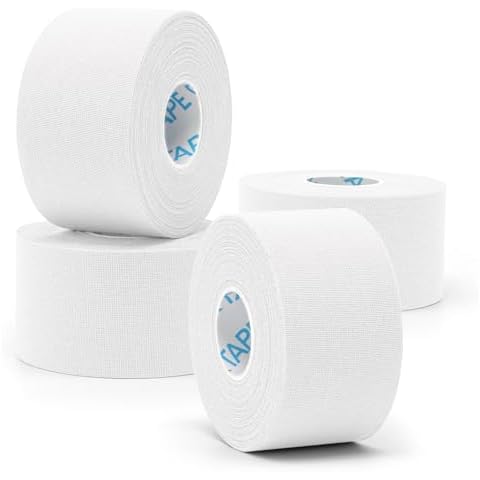 OK TAPE 4 Rolls White Athletic Tape, Sports Tape, Very Strong Easy Tear Wrist Ankle Tape, No Sticky Residue | Athletes, Medical, Athletic Trainers- 1.5inch x 15yards Cover