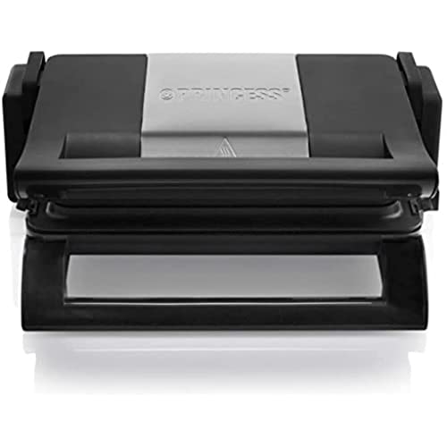 Plancha Grill Princess 112530 - Multifunción 2 en 1 - Placas Reversibles - Termostato Regulable - Bandeja Recoge Grasas - Antiadherente - Tapa Flotante - 1500 W