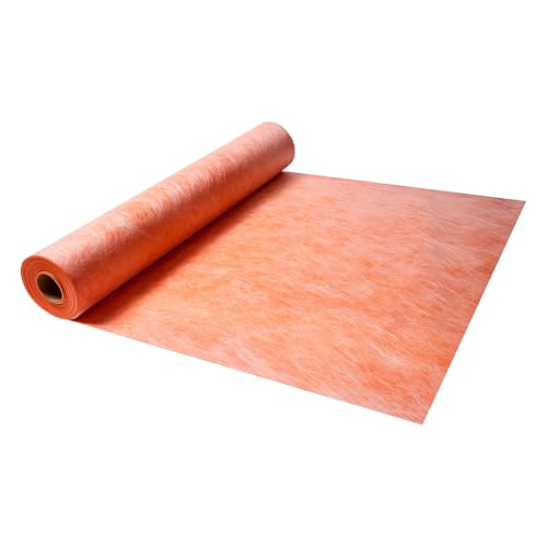 VEVOR Membrana Impermeable de Polietileno 1,2 x 39 m 46,9 m² Espesor de 0,5 mm, Lámina Impermeabilizante 1 Rollo, Tela no Tejida de 2 Capas, Membrana para Ducha para Azulejo, Cerámica, Pared, Naranja