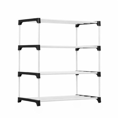 Image of 4 Layer Adjustable Bookshelf, Plastic Book Rack for Study Room, Home Library Stand, Storage Rack with Sturdy Shelves Space-Saving Organizer 4-Tier Book self Multi-Level Open Rack