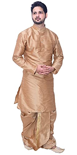 Image of Om Shubh Mangalam Men's Dupion Silk Fancy Dhoti Kurta Set
