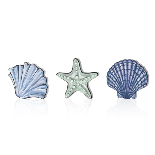 Smile 3 Pcs Wooden Decor Summer Indoor Decorations, Sea Style, Shell Starfish Summer Table Centerpieces for Home Kitchen Seasonal Display