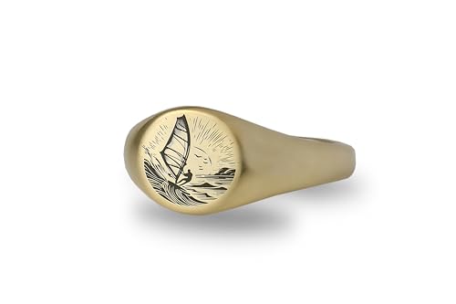Bague de signet wind surfing en or 14k : le cadeau wind surfers idéal