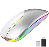 LED Wireless Mouse,Wireless Mouse for MacBook air/MacBook pro/mac/iMac/pc/Computer(Silver)
