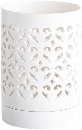 Utensil Caddy Kitchen Utensil Holder for Countertop, Hollowed-out Ceramic Utensil Crock, Stable Cooking Utensil Caddy Organizer with Drain Tray, White/Green Utensil Holder ( Color : Green , Size : 002