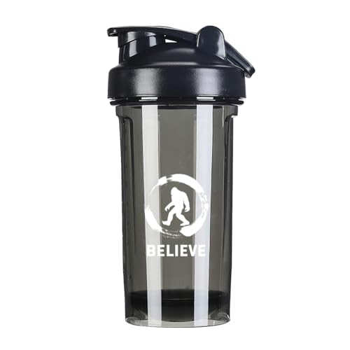 Believe in Bigfoot 2 18 Ounce Shaker Bottle Drink Mixer Leak-proof Pre Workout Protein Shakes Meal Replacement Shakes Bottles 500ML/18 Oz Black