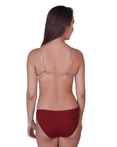 Image of UNITRUST Premium Lycra Transparent Strap Padded Bra with Matching Panty Set Designer Ultra Soft Lingerie Set for Women
