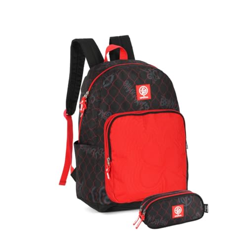 Kit Mochila De Costas Enaldinho Juvenil Com Estojo Duplo Vermelho