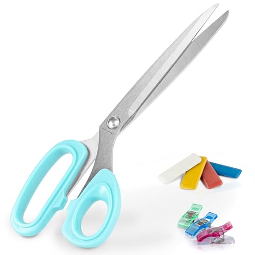 OfficeTree Tijeras Costura Profesional - incluido 20x Clips para Tela 4x Tiza de Sastre - Tijeras de Tela - Sewing Scissors