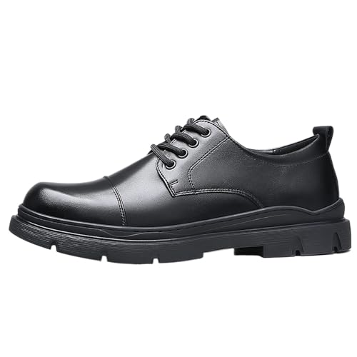 New Men's Leather Shoes Breathable Casual Business Tie-Up Rubber Outsole High-End Wedding Shoes