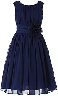 Bow Dream Little Girls Elegant Ruffle Chiffon Summer Flowers Girls Dresses Junior Bridesmaids