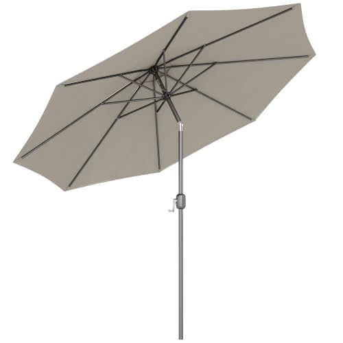 Outsunny Sombrilla de Jardín Ø300x250 cm Manivela para Terraza Claro