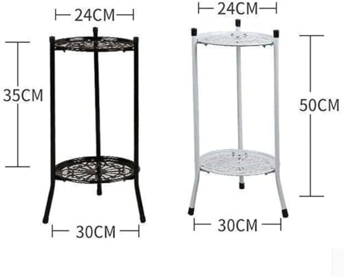 フラワースタンド 2段 ガーデンラック 植木鉢 スタンド ラック アイアン 二鉢置き 屋外 室内 盆栽棚 植物棚 園芸ラック 簡単組み立て 棚 フロアスタンド 吊り棚 花スタンド 観葉植物 北欧 花台 植物 (黒(高さ50cm)) (54#,ホワイト)
