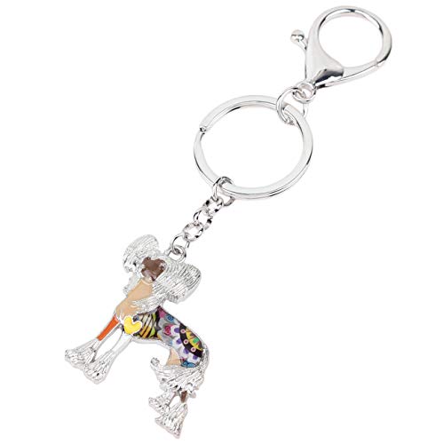 WEVENI Alloy Chinese Crested Dog Keychain Enamel Charms Bag Car Wallet Jewelry For Women Girls3