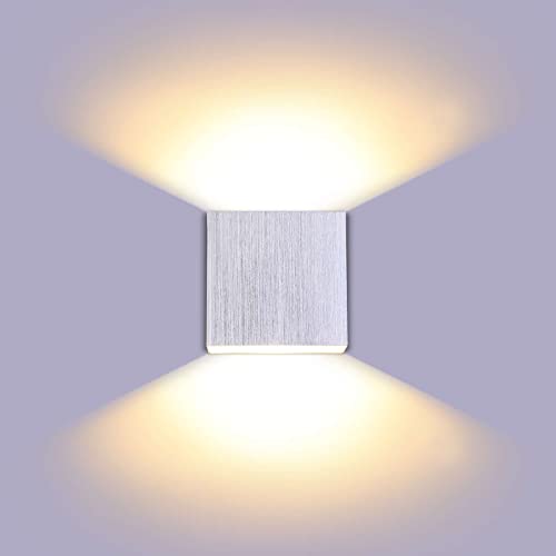 Lightess Silver Wall Sconces Dimmable 10W Hardwired, Modern Up Down Wall Mount Lights Indoor Mini Metal Led Wall Lamp For Living Room Hallway, Warm White, O2181Tp #TOP7