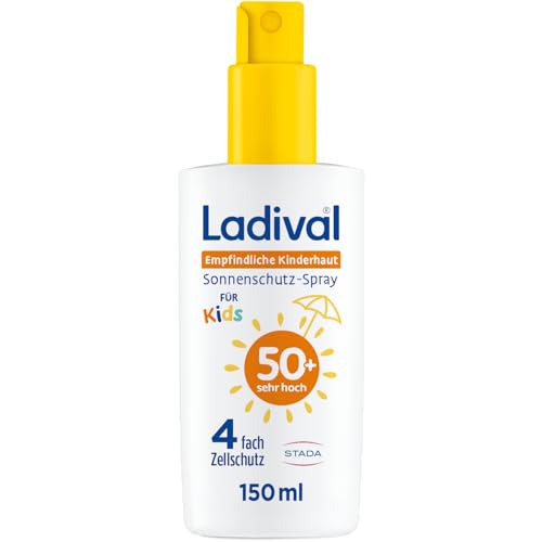 Ladival Empfindliche Kinderhaut Sonnenschutz-Spray LSF 50+: Sonnencreme für Kinder und Babys ab 6 Monaten pflegend extra wasserfest mit 4-fach Zellschutz 150ml
