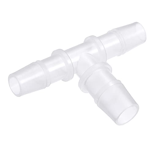 M METERXITY Barb Hose Fittings - 10x12x10mm OD Tee Plastic Pipe Connectors Apply to Water Fuel, Transparent(T Shaped 3 Way)