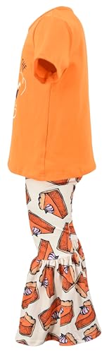 Image of Unique Baby 2 Piece Girls Bell Bottom Leggings Outfit with Short Sleeved Shirt Kid and Toddler Clothes Set