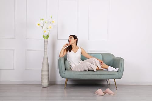 Image of Leewadee Decorative Tall Floor Vase for Living Room Decor, 41 inches, White Wash, Resin