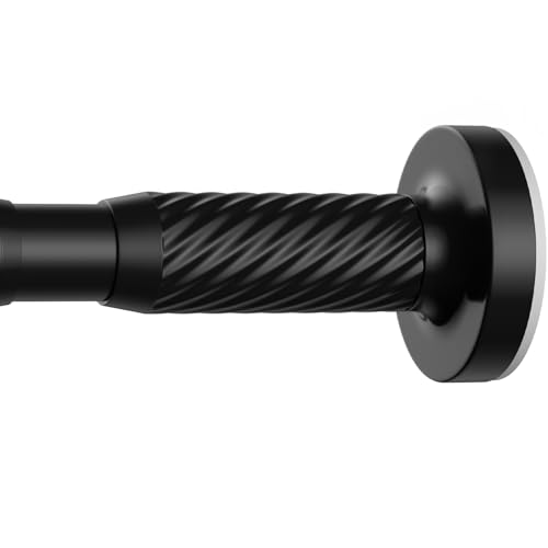 Tension Curtain Rod 32-90Inch Black Tension Rod Shower Curtain Rods no Drilling Outdoor Tension Rods for Patio Windows Bathroom Closets Doorway
