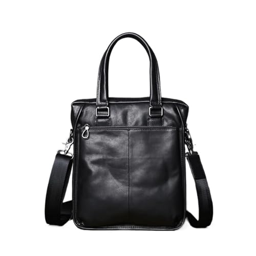 Men's Leather Business Handbag Cowhide Shoulder Messenger Bag Vertical Office Computer Bag Briefcase