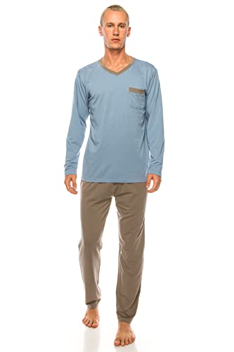 Joy's Choice Men's Pajama Sets Modal Soft 2 Piece V-neck Long Sleeve Top and Pants for Loungewear Sleepwear with Pockets 5