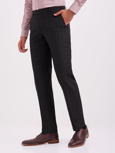 Image of Park Avenue Smart Fit Polyester Blend Checks Pattern Flat Front Formal Trouser