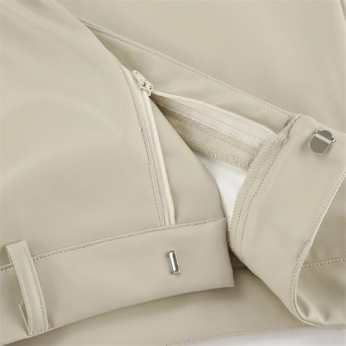 Women European and American Style PU Leather Solid Color Splicing High Waist Slit Slim Fit Long Skirt2