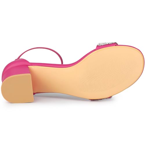 Allegra K Women's Rhinestone Hot Pink Sparkly Chunky Heels Sandals 9 M US