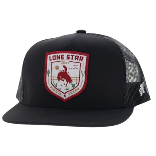 Image of HOOEY Lone Star Beer Patch Trucker Hat for Men, Adjustable Snapback Mesh Baseball Cap, 5-Panel Western Work Hat