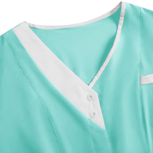 Image of 2026 Scrub for Cleaning Jobs Uniform, Multi Pockets Scrubs for Women Sets, V-Neck Top & Straight Leg Pants Scrubs Set