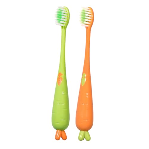 Cepillo de dientes suave para niños, lindo cepillo de dientes en forma de zanahoria, suministro de cuidado de las encías para niños a partir de 3 años, hogar, apartamento, baño, camping, viajes al
